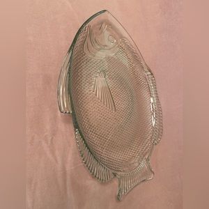 Vintage large glass fish platter oven proof